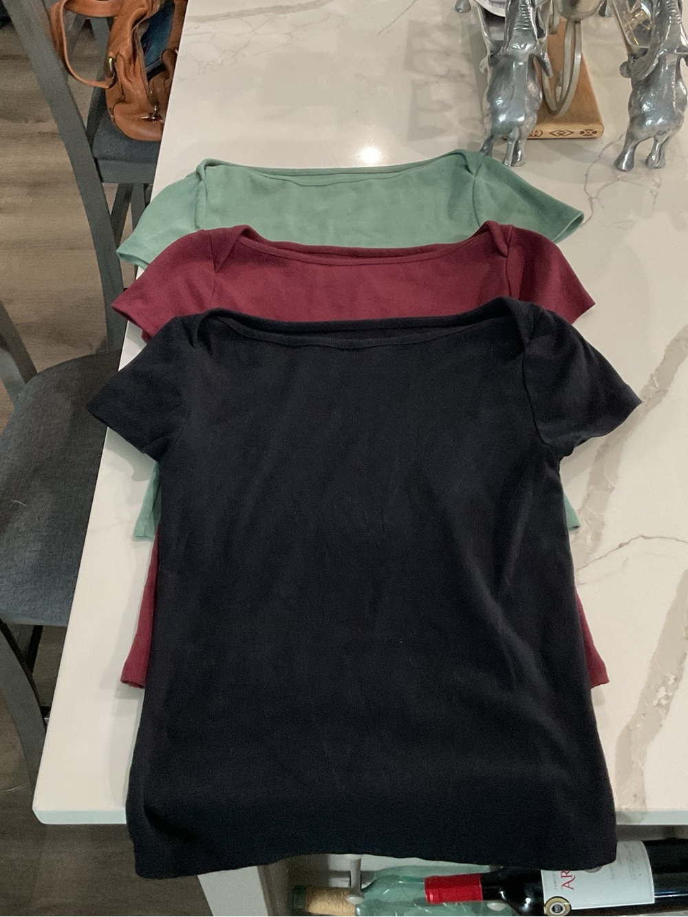 Old Navy Short Sleeve Off-Shoulder Tee - Black, Burgundy, Sage Green